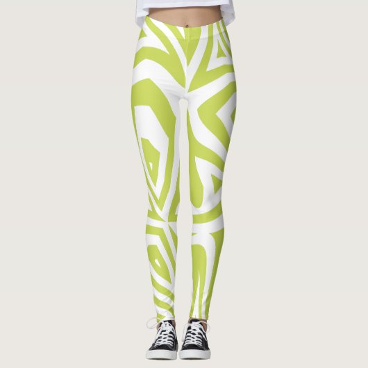Leggings Lime Vert Zèbre Abstrait Imprimer Légendes pour fe (Devant)