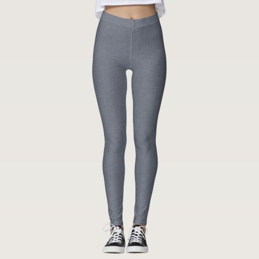 Leggings Lin gris bleu uni moderne (Devant)