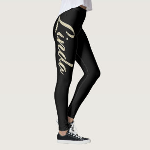 Leggings Linda or blanc gold lettrage manuscrit Tuyau