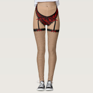 Leggings Lingerie noire et rouge (Français coupés)