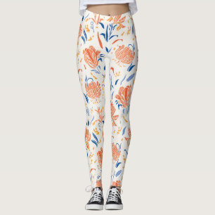 Leggings Linocut botanique baroque : arrière - plan sans co