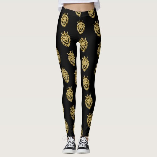 Leggings Lion Avec Couronne - Style Or 3 (Devant)
