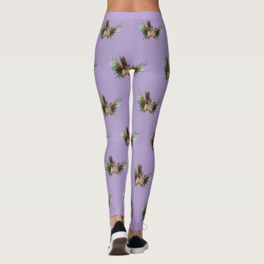 Leggings Lionfish - Conception abstraite - Découpe d'une ph (Dos)