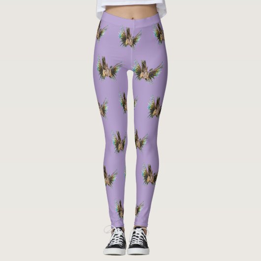 Leggings Lionfish - Conception abstraite - Découpe d'une ph (Devant)