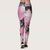 Leggings Liquide D'Encre D'Alcool Rose Et Noir Abstrait De  (Dos)