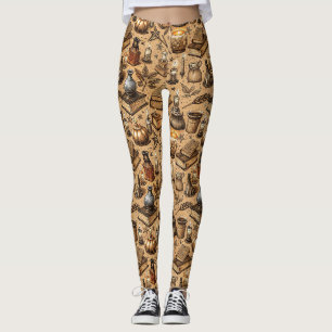Leggings Livres & Bougies de Sorcellerie Vintage Motif