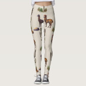 Leggings Llama alpaca faune, motif d'aquarelle. (Devant)