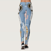 Leggings Llama, Cactus, Motif d'éléments à main. (Dos)
