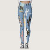 Leggings Llama, Cactus, Motif d'éléments à main. (Devant)