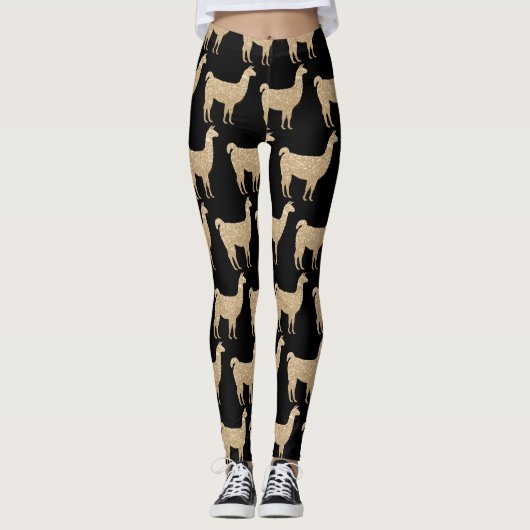 Leggings Llama Champagne Gold parties scintillant Étincelle (Devant)