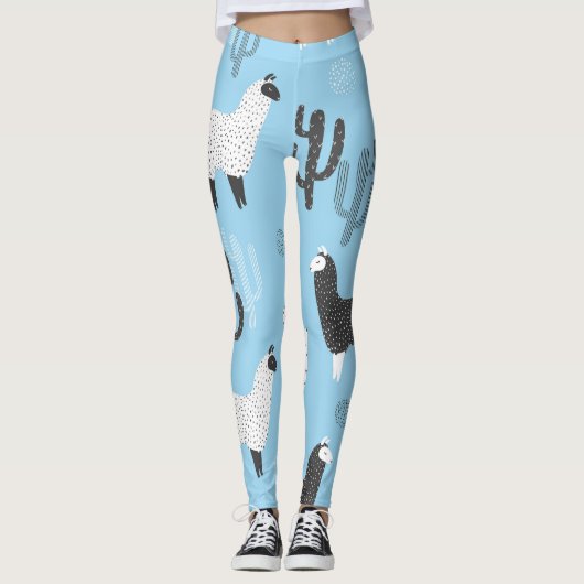 Leggings Llama et cactus, motif mignon. (Devant)