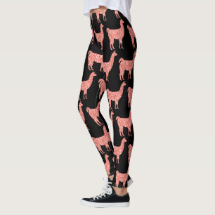 Leggings Llama rose corail parties scintillant Épercés moti