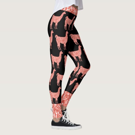 Leggings Llama rose corail parties scintillant Épercés moti (Droite)