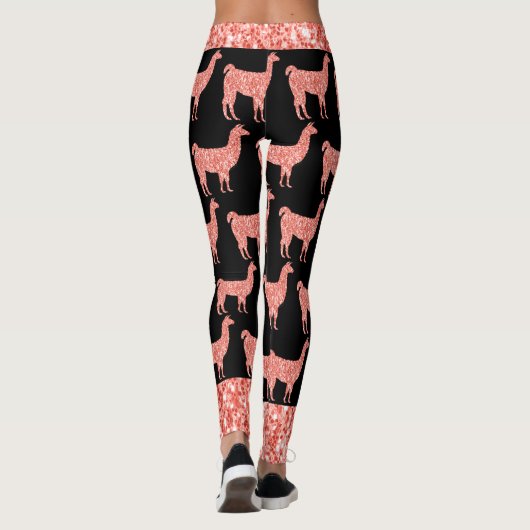 Leggings Llama rose corail parties scintillant Épercés moti (Dos)