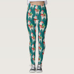 Leggings Llamas de Noël<br><div class="desc">Ces jambières de Noël présentent des lamas portant des foulards rouges et des casquettes rouges,  et portant des cadeaux sur le dos.</div>