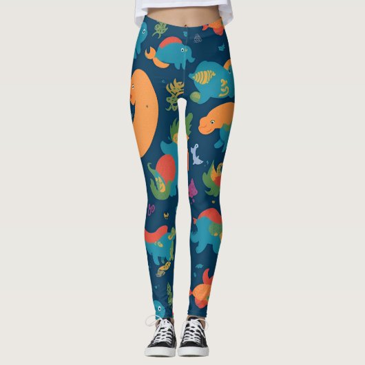 Leggings Loch Ness Monster Arc en ciel Motif coloré (Devant)
