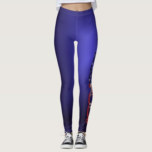 Leggings Logo affligé de Pickleball de drapeau américain (Devant)