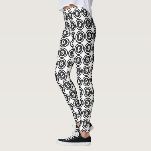 Leggings Logo Coin Noir en détresse Bitcoin (Gauche)