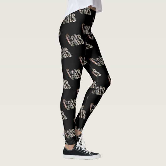 Leggings Logo d'image Dimensionnelle Chats, Noir (Droite)