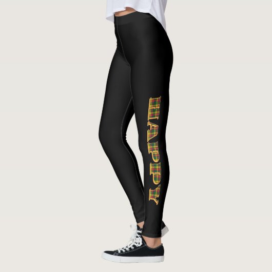 Leggings Logo écossais noir HAPPY (Gauche)