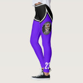 Leggings Logo Roller Derby Violet Équipe Nom Uniforme (Gauche)