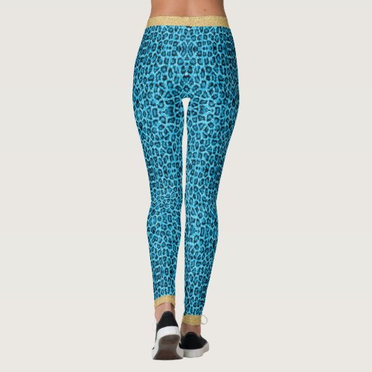 Leggings Long Haired Blue Leopard peau Imprimer Parties sci (Dos)