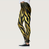 Leggings L'or et la fourrure animale noire impriment, (Gauche)