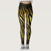 Leggings L'or et la fourrure animale noire impriment, (Devant)