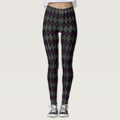 Leggings Losanges Cœurs Violets Gothique Saint-Valentin (Devant)