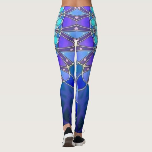 Leggings Lotus Flower Mandala - bleu cyan violet (Dos)