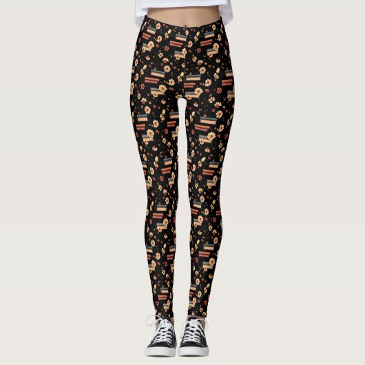 Leggings Louveur de livres floraux (Devant)