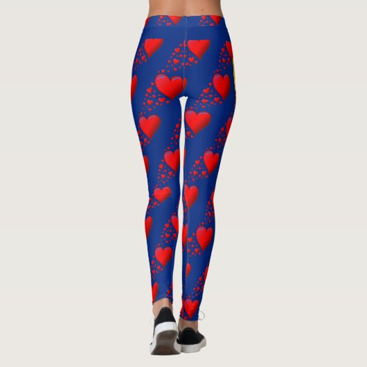 Leggings LOVE BARBADOS Drapeau Coeurs rouges EXÉCUTEZ VOTRE (Dos)
