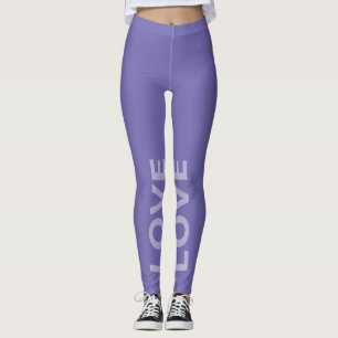 Leggings Love Periwinkle Blue Monochrome Classic Text