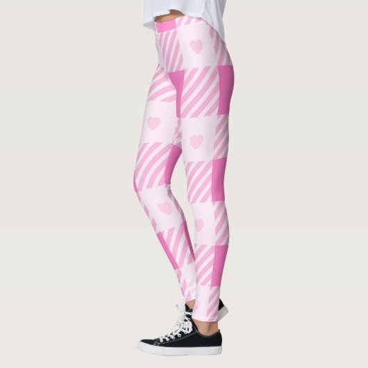 Leggings Love Plaid Collection rose moderne (Gauche)