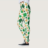 Leggings Lucky Gold Foil Four Leaf Shamrock Motif (Gauche)