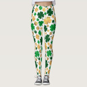 Leggings Lucky Gold Foil Four Leaf Shamrock Motif (Devant)