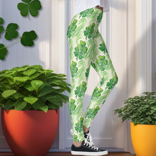Leggings Lucky Shamrock quatre feuilles Jour de la Saint Pa
