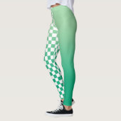 Leggings Lumière à vert foncé dégradé et Motif À damiers (Gauche)