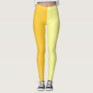 Leggings Lumière Jaune foncé Deux Tons Fractionné Moitié De