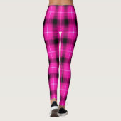 Leggings Lumière rose au néon de noir de plaid (Dos)