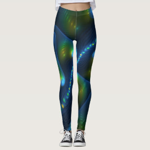 Leggings Lumières de l'Imaginaire Abstrait Bleu Vert Jaune