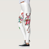 Leggings Lumières de Noël Flamant rose rose Santa Hat Holid (Gauche)