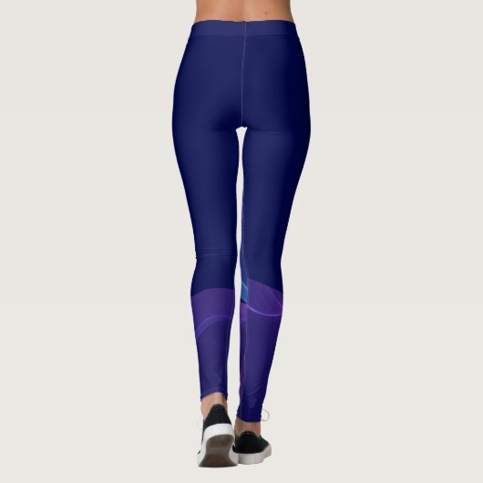 Leggings Lumineuse Bleu Violet Rêve Abstrait Fractal Art (Dos)