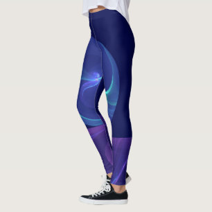 Leggings Lumineuse Bleu Violet Rêve Abstrait Fractal Art