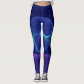 Leggings Lumineuse Bleu Violet Rêve Abstrait Fractal Art (Devant)