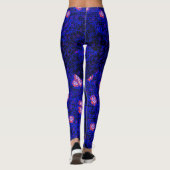 Leggings Lumineuse filet bleu avec fleurs 01 Black BG (Dos)