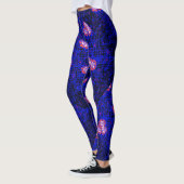 Leggings Lumineuse filet bleu avec fleurs 01 Black BG (Gauche)