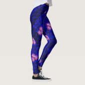 Leggings Lumineuse filet bleu avec fleurs 01 Black BG (Droite)