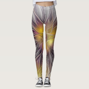 Leggings Lumineuse Fleur colorée, Abstraite Fractale modern