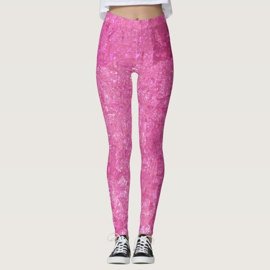 Leggings Lumineux rose Abstrait Mosaïque brillant (Devant)